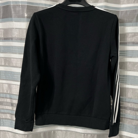 Adidas Black Crewneck Sweatshirt with 3 White Stripes - Picture 2 of 7